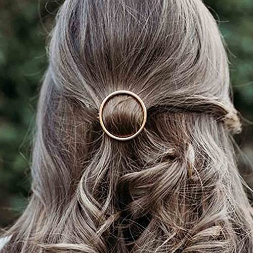 Yheakne círculo de cabelo clipe barrette hollow redond ouro penteado minimalista bobby pino geometria acessórios de cabelo de metal para mulheres e gilrs