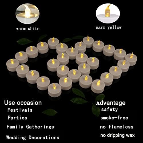 Junpei 50pack Battery Lights Tea Lights- Luzes de chá LED LUZES REALISTO BRILHO BRILHANTE Holiday Gift Operado sem chamas Luz de