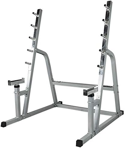 Valor Fitness Bench Press e Squat Rack Combo Half Power Cage com braços de observador ajustável