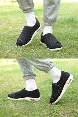 Sapatos de largura de largura de grigobu feminino com sapatos de caminhada ajustáveis ​​fechamento leve para diabético