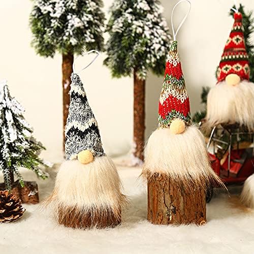 Gnomo artesanal com luzes de Natal, luz de pingente de árvore de Natal Luz noturna, gnome de pelúcia sueca Gnome Escandinava Elfo pendurado