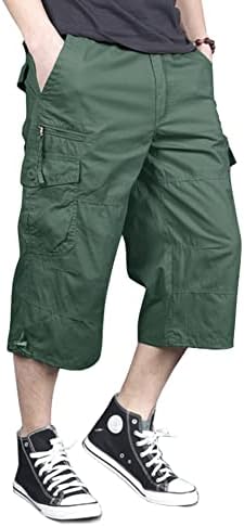 Magnivit Men's Capri Cargo Shorts Casual Tactical Militar abaixo do joelho 3/4 Shorts de carga com Multi-Pockets