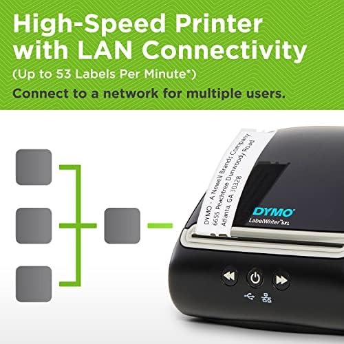 Dymo LabelWriter 5XL Impressora de etiqueta monocromática térmica direta, conectividade preta - USB e Ethernet,