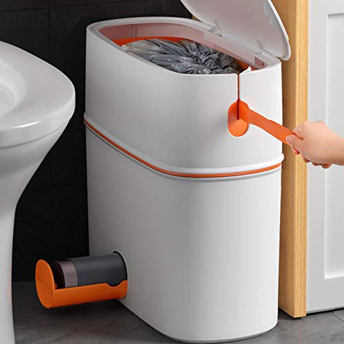 Lixo zhaoleei lata com tampa de lixo portátil de embalagem automática para banheiro banheiro de cozinha banheiro