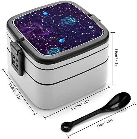 Galáxias em espiral espacial imprimem tudo em uma caixa de bento para adulto recipiente de almoço com colher para escola/trabalho/piquenique