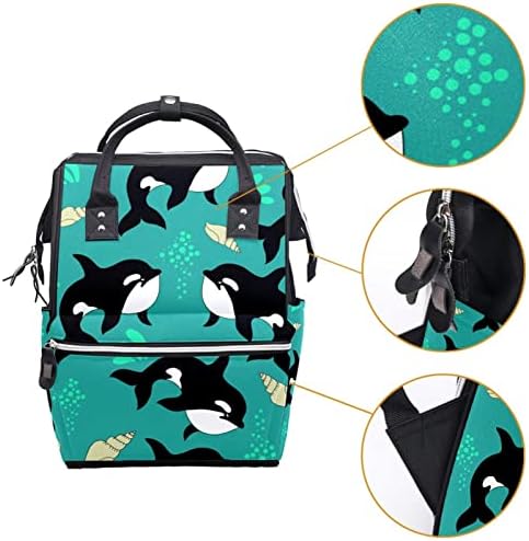 Dolphin Sea Animal Backpack Backpack Baby Nappy Sacos Multi -Função Bolsa de Viagem de Grande Capacidade