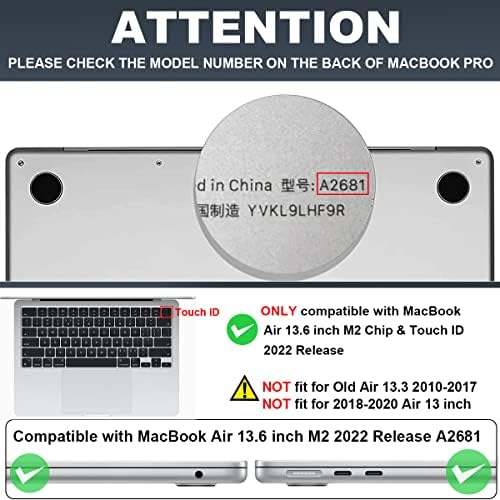 LCMOCICO Compatível com MacBook Air de 13,6 polegadas Estojo 2022 A2681 Apple M2 Chip, Padrão de cristal Plástico Laptop duro Caso