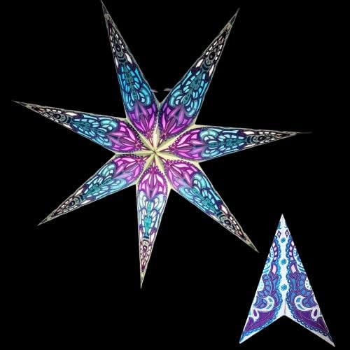Yepsio papel estrela de 7 pontas de lanterna de 7 pontas de lanterna de lanterna luminária de lâmpadas de estrela de estrela grande