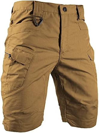 HycoProt Men's Tactical Cargo Shorts Trabalho leve à prova d'água Multi -bolsos de vários bolsos militares curtos e secos