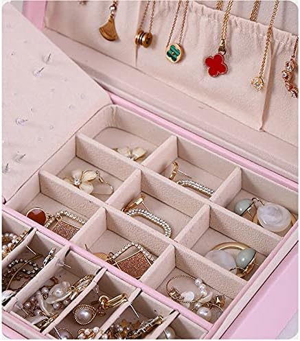 Caixa de armazenamento de jóias de couro ZSEDP Caixa de embalagem portátil de camada dupla-presente de inverno multifuncional no estilo