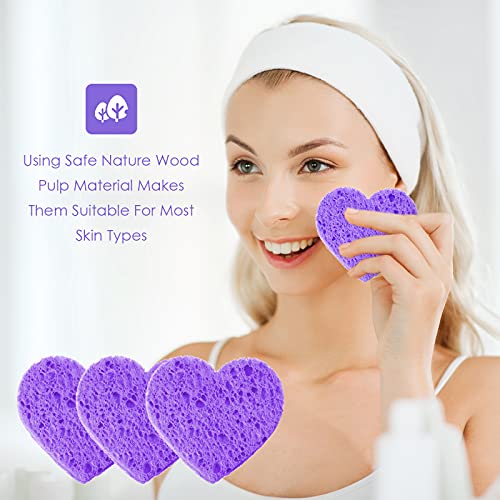 90 peças esponjas faciais formas de coração esponjas faciais compactadas esponjas de limpeza facial naturais esfoliando esponjas