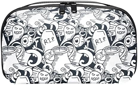 Anime Halloween Black & White Pattern Organizador eletrônico, caixa de proteção à prova de choque, bolsa de bolsa de organizador