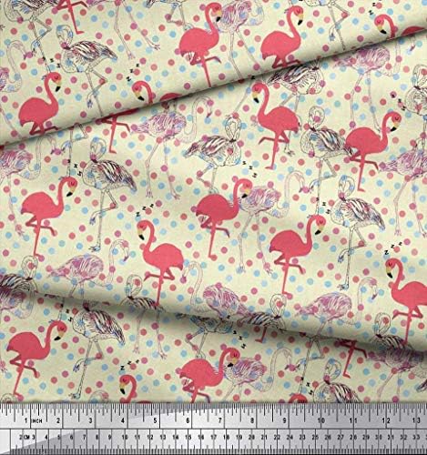 Pontos de tecido de chiffon de viscose soimói e tecido estampado de pássaros flamingo pelo quintal de 42 polegadas de largura