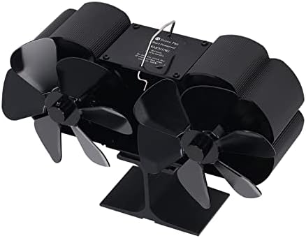 Ventilador de lareira aquecida, cabeça dupla preta boa condutividade térmica Fan alimentado com calor de alumínio para sala de