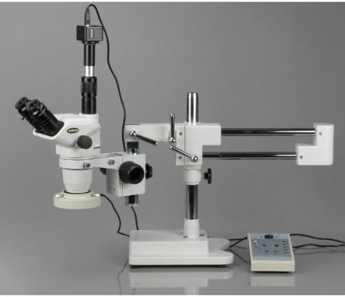 AMSCOPE ZM-4TNW3-80AM-9M Microscópio de zoom de estéreo trinocular profissional digital, EW10X e EW25X, ampliação