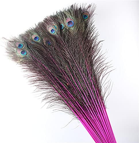 Pumcraft Feather for Craft 70cm-80cm/28-32 polegh Fedas de pavão rosa tingido natura