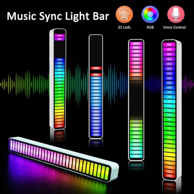 Smart Light Bars Música Indicador Light Voice Sound Control Audio, 32 bits para jogos de carro, PC, TV, sala
