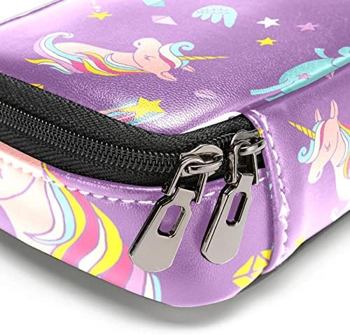 Bolsa de maquiagem de viagem sacos de maquiagem de bolsa de higieness à prova d'água para mulheres e meninas, Unicorn Purple Magic