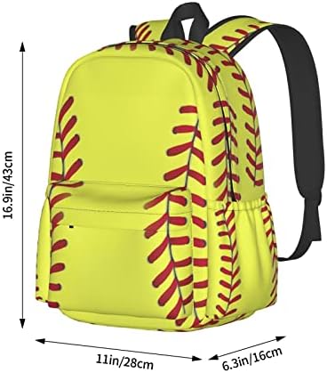 Mochila de mochila de padrão de softball misolaxi, mochilas casuais, mochilas de laptop de bolsa universitária, mochilas para meninos meninas e adultos, com tiras acolchoadas ajustáveis