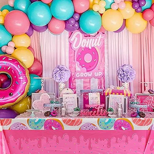 2 PCS Donut Party Table Tampa Retângulo Donuts de plástico Grow Up Theme Baby Shower Girl Birthday Party Supplies Decor