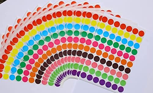 BENGE 1050 PCS DOT Adesivos- adesivos de círculo, 10 cores de rótulo de codificação redonda colorida para escritório, sala de aula de estudante, 0,75 polegadas, 70 rótulos por folha