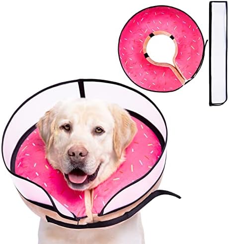 Colar do cone de cachorro inflável com rosquinha aprimorada anti-lambida e pescoço macio para cães gatos, colar de cone de animais de estimação após cirurgia para cães pequenos médios grandes