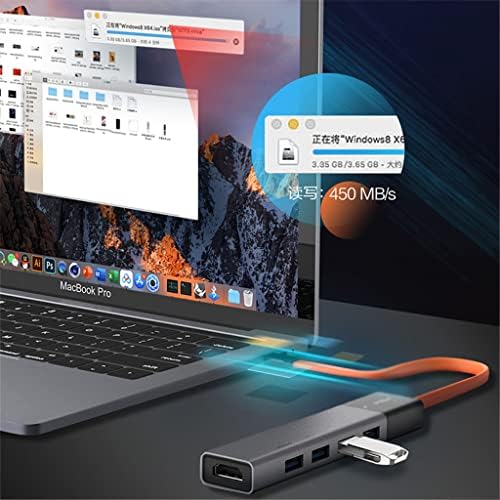 Adaptador de laptop KXDFDC Splitter USB Hub Splitter 3.0 Ultifunction 5In1 Expansão de alta velocidade Dock Hub portátil USB para Office