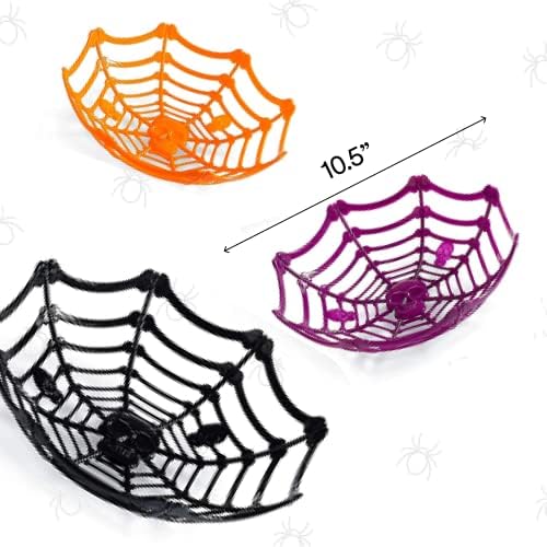 Neliblu grande spider spider web bowl e crânios cestas de cestas de cestas para suprimentos de festas de halloween, decorações de