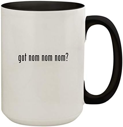 Knick Knack Gifts Got Nom Nom Nom? - 15 onças de cor cerâmica dentro e alça a copo de caneca de café, preto