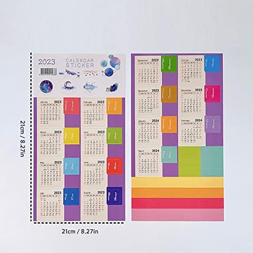 10 pacotes de 2023 a 2024 anos de calendário Índice de calendário Diário Classificação de manual Rótulo de etiqueta 1 pacote 2 lençóis adesivos de garrafa de água de animal fofos