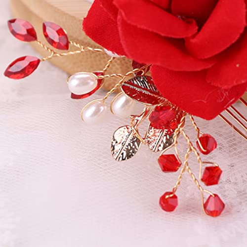 1pc pente, acessórios para meninas pente para tango decorativo pérola pérola rosa de festa clipes flor flor floral pano de noiva