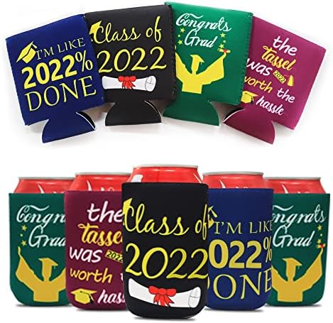 Tifeson 12 pacote de graduação lata Mangas mais frias - Classe de 2022 Capas de cerveja engraçada para refrigerante, pode