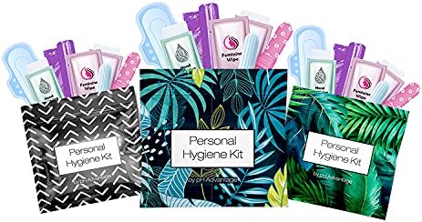 3 x kits all-in-one menstruais-cores variadas | Conveniência em movimento | Pacotes de kit de período único | Produtos de higiene