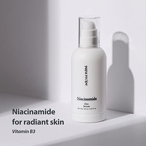 Receita de Papa Niacinamida Serum de zinco com vitamina B3 - Melhora a pigmentação da pele, a mancha e a acne, 5,07 fl. Oz