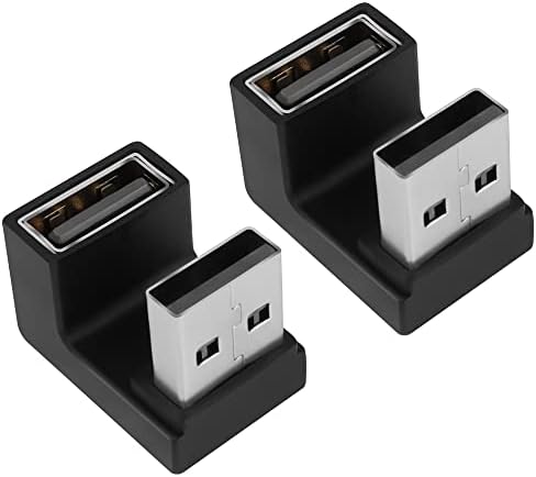 Ângulo de U do ângulo de U USB 3.1 de qianrenon ângulo USB 3.1 10 Gbps de 180 graus USB um conector de acoplador masculino para fêmea, suporta transferência de dados OTG 3A Carregamento, para PC Laptop Mobile Power, 2pcs