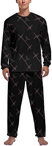 Pijama masculino de batimentos cardíacos de balé definiu pullover de manga comprida Sleepwear Loung Soft PJS para viagens em casa