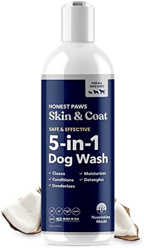 Honest Paws 5 em 1 shampoo de cachorro de aveia e condicionador + pacote de pata de cachorro pacote com desconto para animais