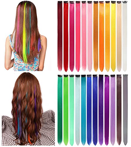 24 pacotes clipe colorido em extensões de cabelo 22 '' Extensões coloridas de cabelo liso