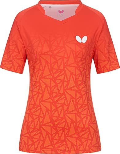 Butterfly Feminina Higo Lady Camisa, padrão, atlético, camisa de tênis de mesa - antracite ou vermelho