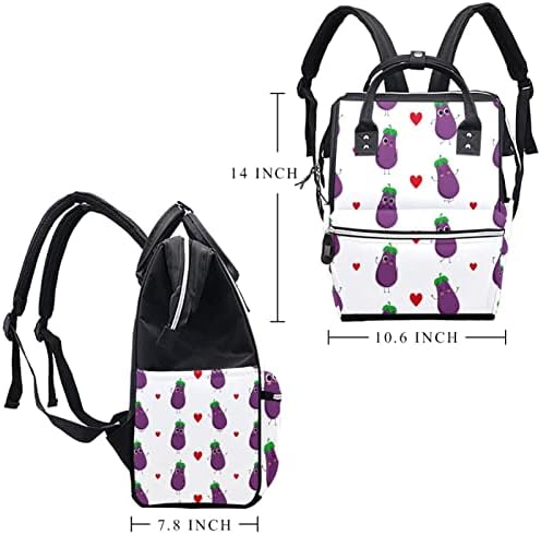 Mochila de viagem Guerotkr, bolsa de fraldas, bolsas de fraldas de mochila, padrão de vegetais de berinjela roxa sem costura