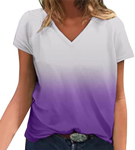 Tops femininos verão 2023 plus size womens diariamente estampa de verão v tanques de pescoço camisetas de manga curta camisas