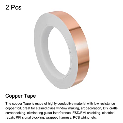 Fita de cobre Patikil 0,59 polegadas x 21 jardas 0,05 Fita de cobre de espessura Fita adesiva condutora de um lado para a proteção EMI