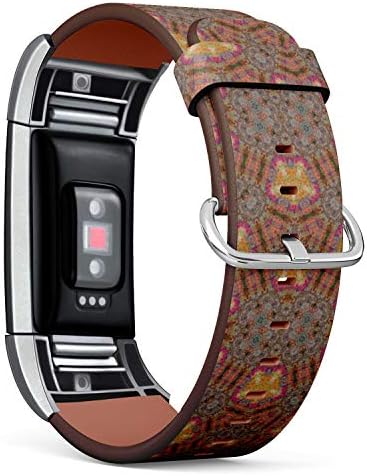 Compatível com Fitbit Charge 2 - Substituição de pulseira de pulseira de couro pulseira de cinta para homens e mulheres - design colorido de padrão de mosaico