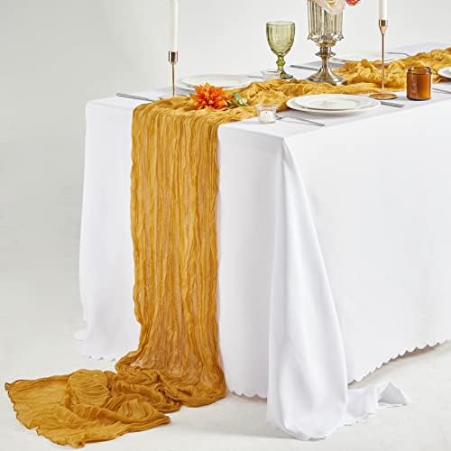 2 PCs Runner de 13 pés para casamento, algodão Cheesecloth Table Runner Runner Runner Rustic Table Runner Decoração