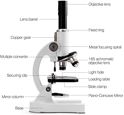 RTHUUW Microscópio óptico 64x-2400x Monocular Crianças Crianças Ciências Biologia Experimental Microscópio Presentes