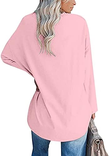 Saxigol School Halloween Pullover Mulheres de manga longa casual camisas confortáveis ​​e confortáveis ​​com um pulôver impresso fino para mulheres rosa