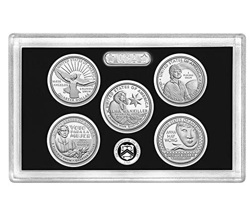 2022 S Silver Proof American Women Quarters 5-PC Conjunto com Box e Coa Quarter Proof