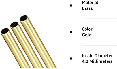Tubo redondo de latão, 300 mm de comprimento 9 mm od 0,5 mm de espessura da parede, tubulação de tubo reta e reta de 3 pcs, ouro