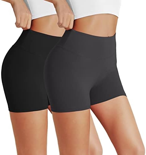Valandy 2 Pack Biker shorts para mulheres - 5 Banteno macio de cintura alta Control Biker Shorts para treino Runnéticos