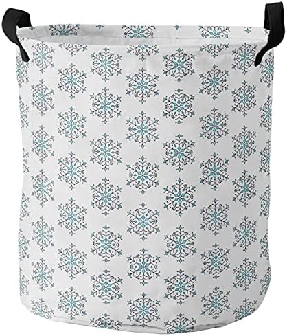 Natal Rhombus Snowflake Ilustração Oxford Cloth Laundry Hampers, cesta de lavanderia branca para quarto, lavanderia
